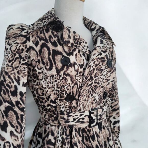 NWT BEBE AnimAL PRINT CORSET TRENCH COAT mob wife gothic punk XS - Picture 1 of 14